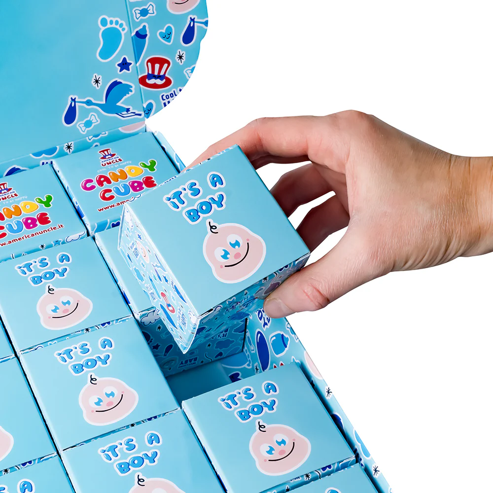 Candy Cube Kit “It’s a boy”, scatoline di caramelle gommose da 50g ideali per il baby shower o nascita (25, 50 o 75 pz) - Image 3